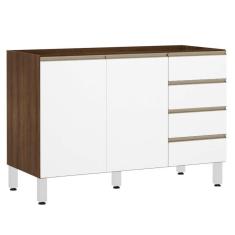 Imagem de Balcão de Pia sem Tampo para Cozinha 120cm 2 Portas 4 Gavetas Jade Luciane Móveis