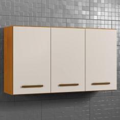 Imagem de Armário Aéreo Cozinha Etios 3 Portas Nature/Off White - Kaiki Móveis