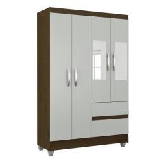 Imagem de Guarda Roupa Solteiro Lohaine 4 Pts C/ Espelho Cedro/ Off White - A Mó