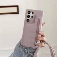 Imagem de Capa de telefone carteira crossbody para Samsung Galaxy S24 S23 S22 S21 Plus Note 20 Ultra A14 A24 A33 A34 A53 A54 A52 A72 Capa de couro, roxa, para Galaxy S22