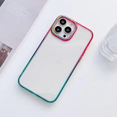 Imagem de Capa de telefone transparente transparente colorida a laser gradiente de luxo para iPhone 14 13 12 Pro Max 14 Plus Lente de metal Capa de acrílico rígido, b, para iPhone 14 Plus