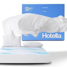 Imagem de Hotella Lençóis de cama King Size luxuosos – Conjunto de lençóis de hotel respiráveis e refrescantes de 4 peças para pessoas que dormem quentes, lençol com bolso profundo de 35,5 cm + conjunto de