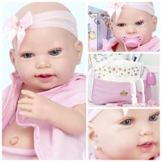 Imagem de Boneca Bebe Reborn Recem Nascida Lara Realista Vários Itens - Cegonha