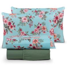 Imagem de Jogo De Lençol Casal 4 Peças Micro Perca 400 Fios Estampado - Star Mod