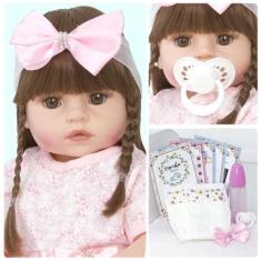 Imagem de Bebe Boneca Reborn Realista Corpo Vinil Siliconado + Enxoval - Cegonha