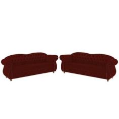 Imagem de Dois Sofás Chesterfield Merlô 3 lugares 1,80 - Veludo Bordo / Decoraçã