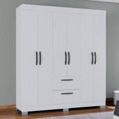 Imagem de Guarda-Roupa Solteiro Tóquio 6 Portas 2 Gavetas Branco - Poquema