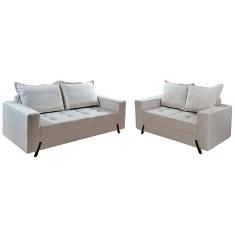 Imagem de Conjunto de Sofá 8100 em Veludo com 2 e 3 Lugares Boareto Cor Prata