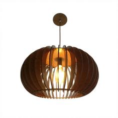 Imagem de Pendente Ripado Oval 45cm Mesa Balcão Bancada Área Gourmet