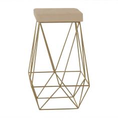 Imagem de Banqueta Decorativa Kathy Base Gold Veludo Bege - Gran Belo