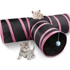 Imagem de Túnel Para Gatos Dobrável Com Bolinha Brinquedo Pet -  e 