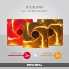 Imagem de Kit Cooler Fan Ver*1 + Lar*2 Led 12cm Gabinete Mitsushiba