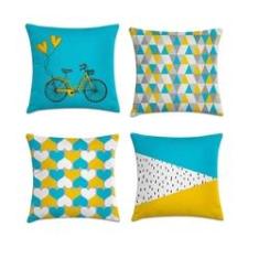 Imagem de Kit 4 capas de almofadas amarelo e azul 40x40