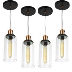 Imagem de Kit 4 Lustres Pendentes Château Cilindrico Vidro  Cobre