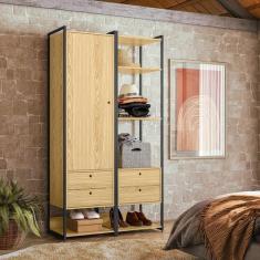 Imagem de Guarda Roupa Closet Modulado Industrial 1 Porta 4 Gavetas Olivar