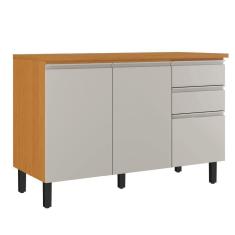 Imagem de Balcão De Cozinha Triplo Com Tampo 3 Portas 2 Gavetas 1,20m Cinamomo-off White Namur Itatiaia Cinamo-off