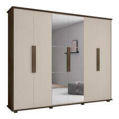 Imagem de Roupeiro 6 Portas Bérgamo Freijó Off White com Espelho