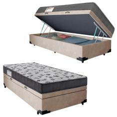 Imagem de Cama Box Baú Solteiro Suede + Colchão De Espuma D33 - Sereneprime - 88cm bege