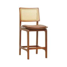 Imagem de Banqueta Alta Bistrô Gus - Amêndoa Estofado Corano Marrom Mescla