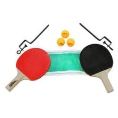 Imagem de Kit Ping Pong com 2 Raquetes + 3 Bolinhas + Rede