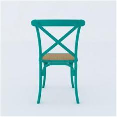 Imagem de Kit 8 Cadeiras Katrina X  Turquesa Assento Bege Aço New Green