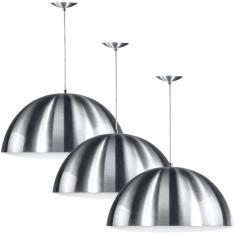 Imagem de Kit 3 Lustres Pendente Meia Lua 40Cm Alumínio New Escovado