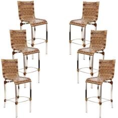 Imagem de Conjunto De 6 Banquetas Haiti Em Alumínio Para Cozinha Trama Capuccino