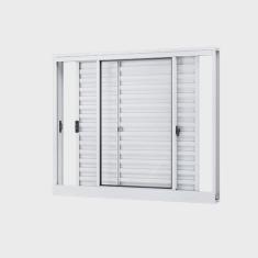 Imagem de Janela de Alumínio Veneziana de Correr Lateral 3 Folhas Móveis 100x150cm Riobras