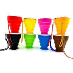 Imagem de Kit 130 Copo Dobrável Retrátil De Silicone 200Ml
