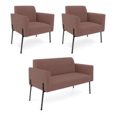 Imagem de Sof  Namoradeira 2 Poltronas P  De Ferro Preto Marisa Veludo