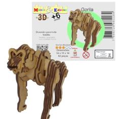Imagem de Brinquedo Quebra Cabeça 3D Gorila Mdf