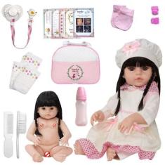 Imagem de Bebe Reborn Boneca Realista Princesa Morena Bolsa Acessórios - Cegonha