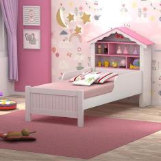 Imagem de Cama Quarto Solteiro Casa Princesa C/ Estante - Vitamov