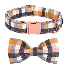 Imagem de Coleira de cachorro MACA Bates com gravata borboleta e gravata de flor, bandana de cachorro para cães pequenos, médios e grandes, coleira de cachorro com fivela de metal ajustável