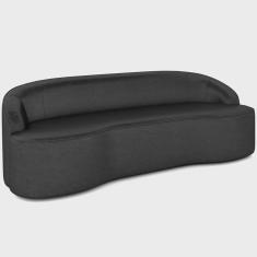 Imagem de Sofá 3 Lugares Curvo Sala de Estar Living Lótus D02 Couríssimo Preto 180 cm B-159 - Lyam Decor