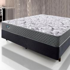 Imagem de Cama Box Casal 138x188 Alpha Cinza com Colchão Mola Ensacada