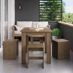 Imagem de Conjunto Mesa para Sala de Jantar com 4 Banquetas Ameixa Negra