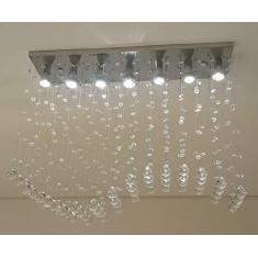 Imagem de LUSTRE DE CRISTAL PARA SAL DE JANTAR BASE DE INOX 70X18CM COM 80CM DE ALTURA