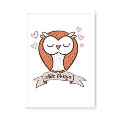 Imagem de Arte Maníacos Quadro Decorativo Mãe Coruja Fundo  - 23x16,25cm (Moldura em laca )