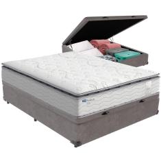 Imagem de Cama Box Baú E Colchão Amsterdã Molas Ensacadas Casal Probel Casal Cinza
