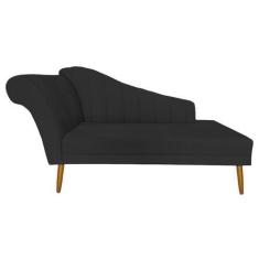 Imagem de Recamier Divã Pés Palito Para Sala Cecilia 1.60cm Suede Preto -  Incas