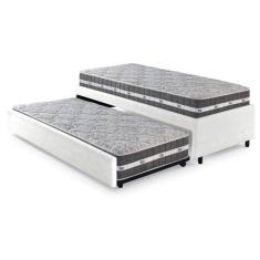 Imagem de Bicama Box Solteiro Revestimento Em Tecido Sintético Linho Branco 88X1