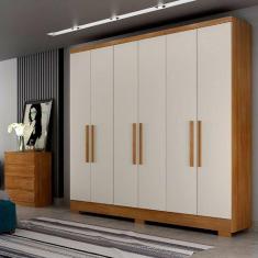 Imagem de Guarda-roupa Quartzo 6 Portas 4 Gavetas E 6 Pés Cumaru/fendi