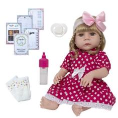 Imagem de Boneca Reborn Loira Abigail Vestido Bolinha Envio Imediato - Cegonha R