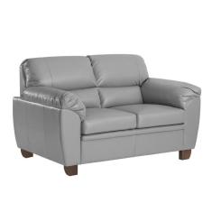 Imagem de Sofá 2 Lugares Pés Em Madeira Nauru Couro Cinza Gran Belo