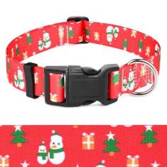 Imagem de Coleira de Natal de boneco de neve para cães pequenos - Coleira de Natal macia e ajustável premium para cães