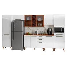Imagem de Armário De Cozinha Completa Vidro Reflecta Com Adega 11 Portas 4 Gavetas Favorita Branco/nature