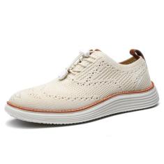 Imagem de GSOHINO Tênis masculino leve casual Oxfords Business Walking Shoes Mocassim confortável malha respirável suporte arco, Branco, 39