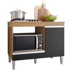 Imagem de Balcão De Cozinha Para Cooktop E Forno Microondas Carla Amêndoa Preto