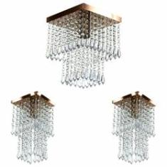 Imagem de Kit 1 Lustre Cristal Acr. Marry + 2 Lustres Spark Cobre
